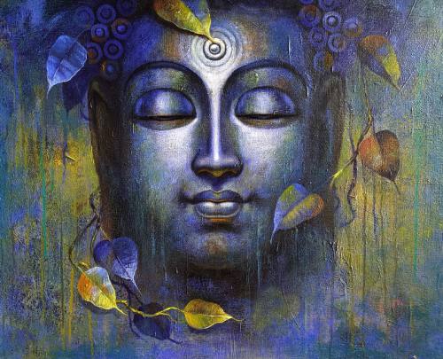 Buddha Breathing Acrylic Painting By Sanjay Lokhande